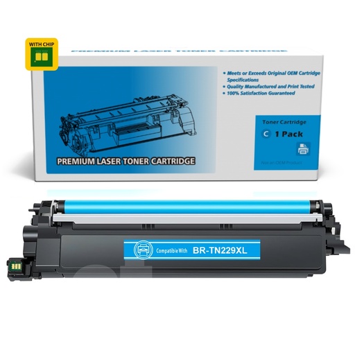 [162100224813] [With Chip] Brother TN-229XL TN229XL Compatible Cyan Toner Cartridge High Yield  - 1 Pack