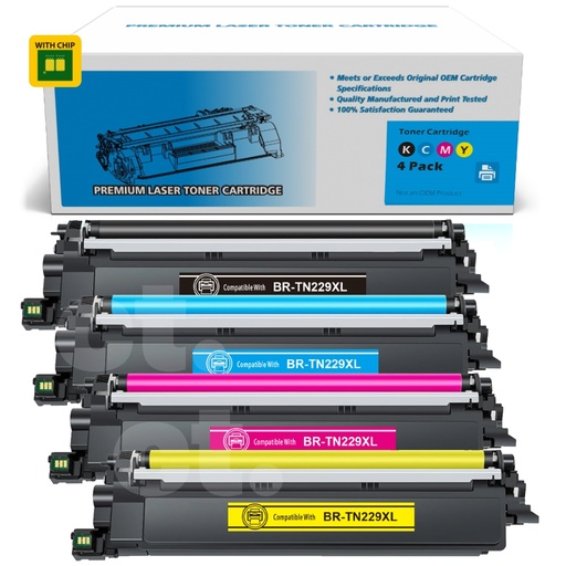 [162100524784] [With Chip] Brother TN229XL TN-229XL Combo Compatible BK/C/M/Y Toner Cartridge High Yield  - 4 Pack