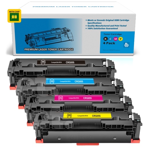 [162110525191] [With Chip] Canon CRG055 Compatible BK/C/M/Y Standard Yield Toner Cartridge - 4 Pack