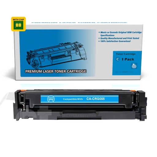 [162110224445] [With Chip] Canon CRG055 Compatible Cyan Toner Cartridge Standard Yield  - 1 Pack