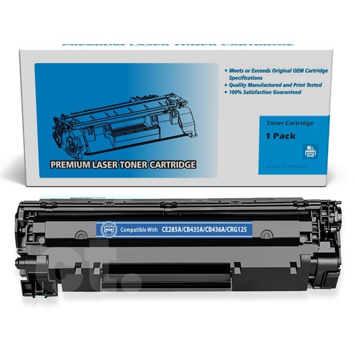 [162140112446] HP CE285A CB435A CB436A Canon CRG125 Compatible Black Standard Yield Toner Cartridge -1 Pack