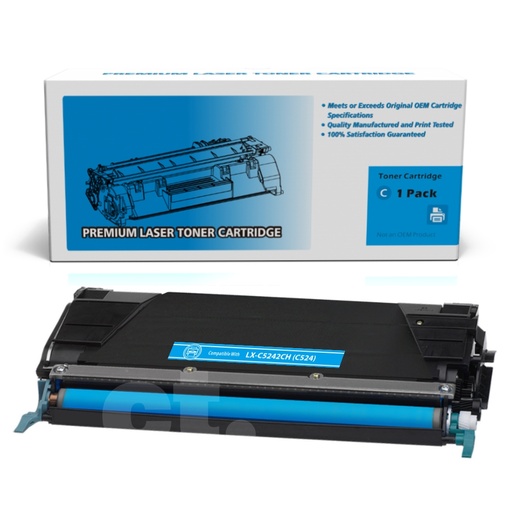 [162180218306] Lexmark C5242CH (C524) Remanufactured Cyan Standard Yield Toner Cartridge -1 Pack