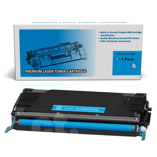 [162180218641] Lexmark C734A2CG (C734) Remanufactured Cyan Standard Yield Toner Cartridge -1 Pack