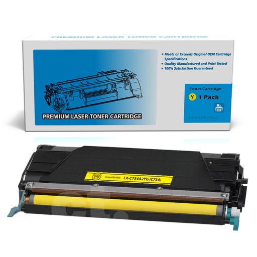 [162180418737] Lexmark C734A2YG (C734) Remanufactured Yellow Standard Yield Toner Cartridge -1 Pack