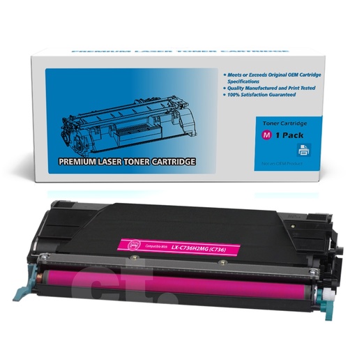 [162180318839] Lexmark C736H2MG (C736) Remanufactured Magenta High Yield Toner Cartridge -1 Pack