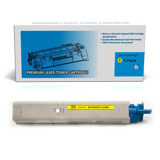 [162190412688] OKI 43459301 (C3300) Compatible Yellow High Yield Toner Cartridge -1 Pack
