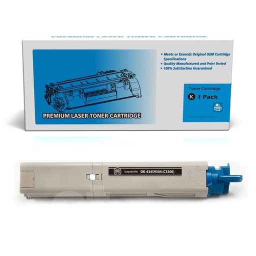 [162190112717] OKI 43459304 (C3300) Compatible Black High Yield Toner Cartridge -1 Pack